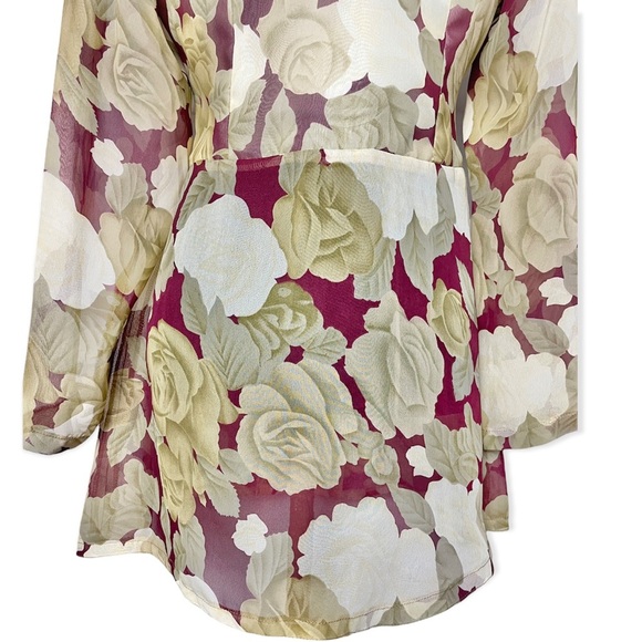 Jaques vintage button down tunic blouse sheer gold long sleeve sweetheart 90’s - Picture 11 of 11